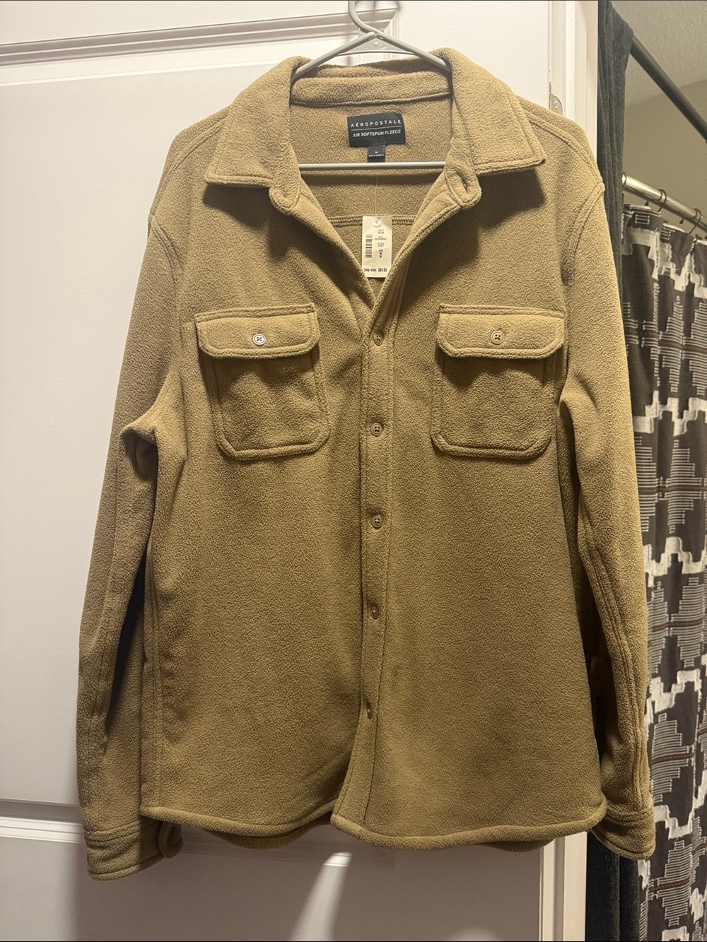 Aeropostale Men's Light Brown Fleece Shirt Jacket